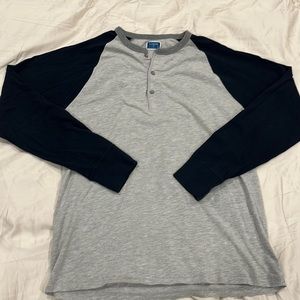 J. Crew Mens Size: L. Grey Blue Rugged Cotton Henley Long Sleeve Sweater